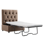 Portland Single Buttoned Fold-Out Bed in Ottoman, Mink Velvet