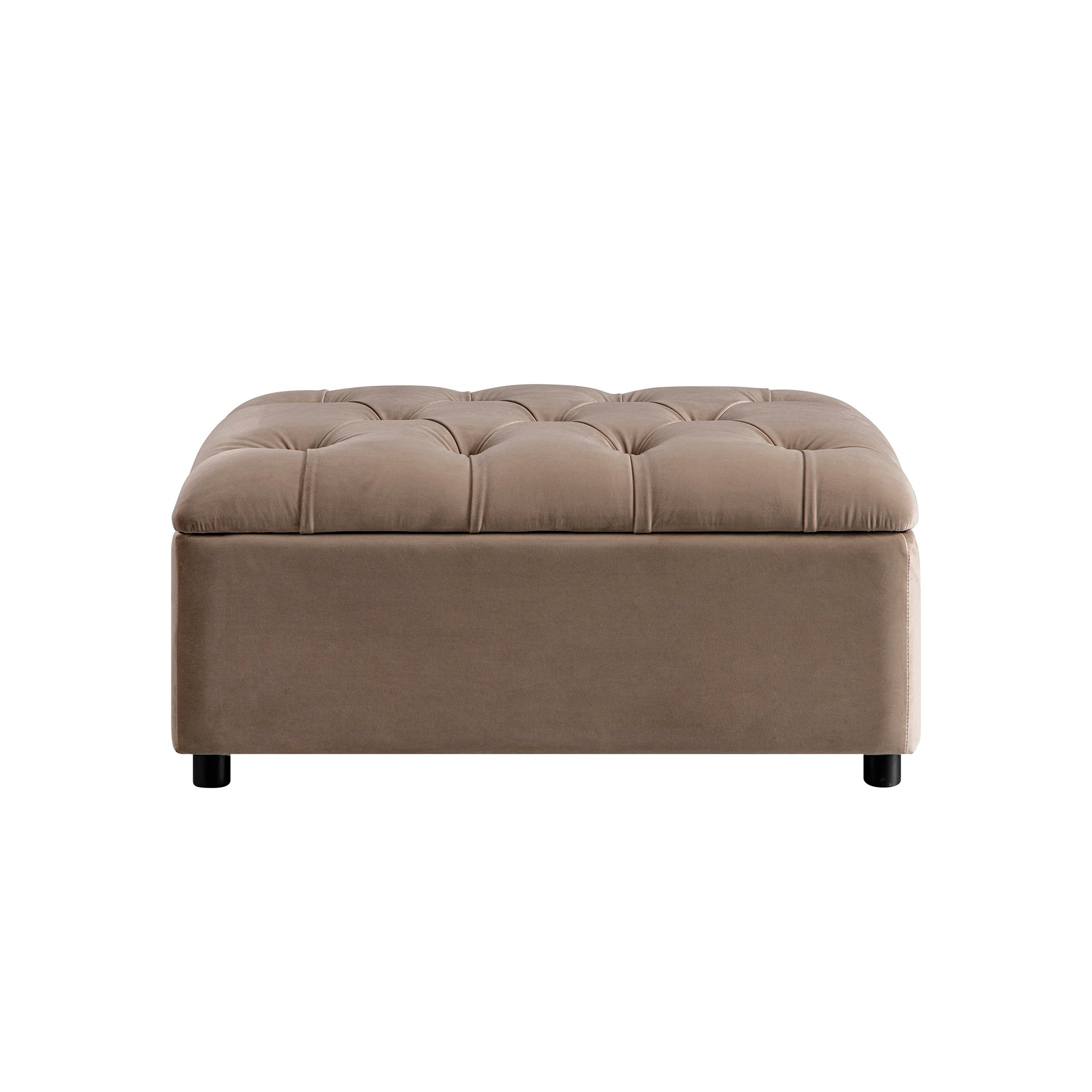 Portland Single Buttoned Fold-Out Bed in Ottoman, Mink Velvet