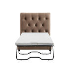 Portland Single Buttoned Fold-Out Bed in Ottoman, Mink Velvet
