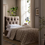 Portland Single Buttoned Fold-Out Bed in Ottoman, Mink Velvet