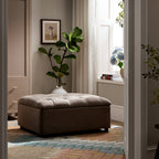 Portland Single Buttoned Fold-Out Bed in Ottoman, Mink Velvet