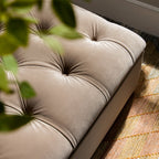 Portland Single Buttoned Fold-Out Bed in Ottoman, Mink Velvet