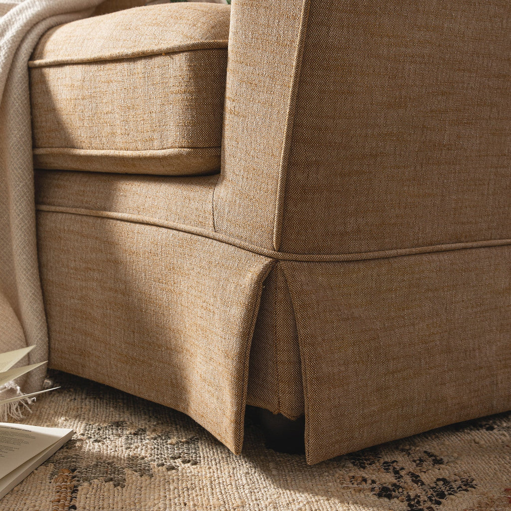 Fitz Skirted Armchair, Apricot Linen Blend