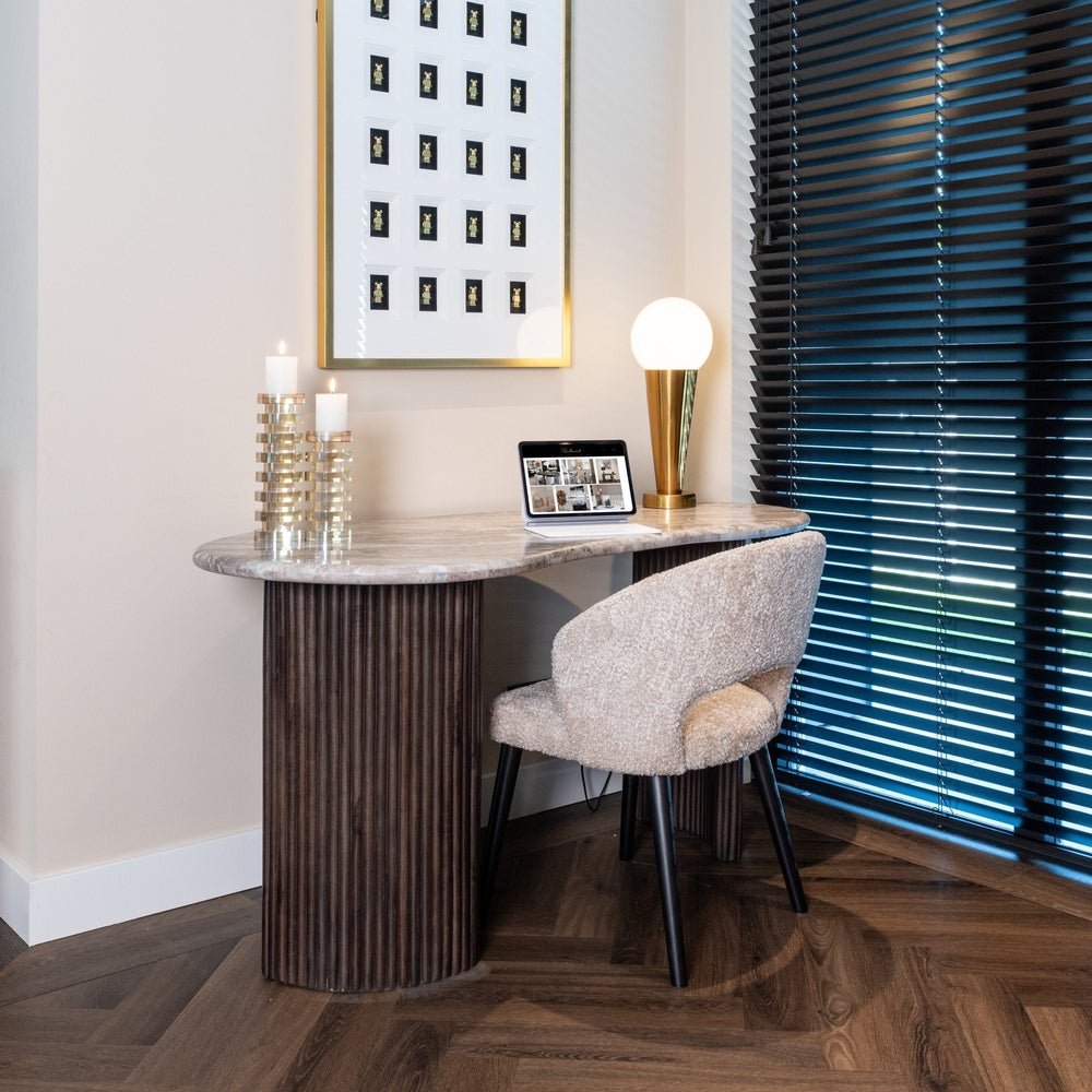 Rashford Marble Desk - Dark Brown