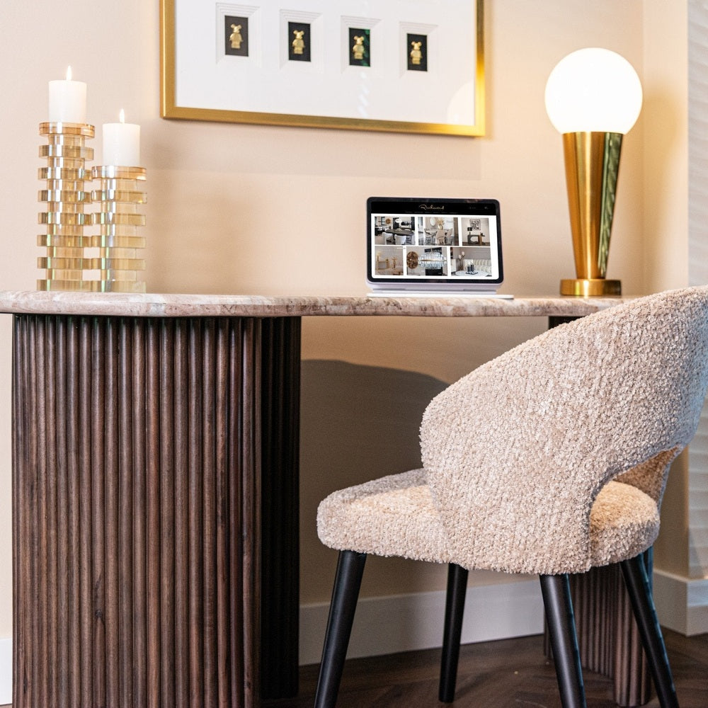 Rashford Marble Desk - Dark Brown