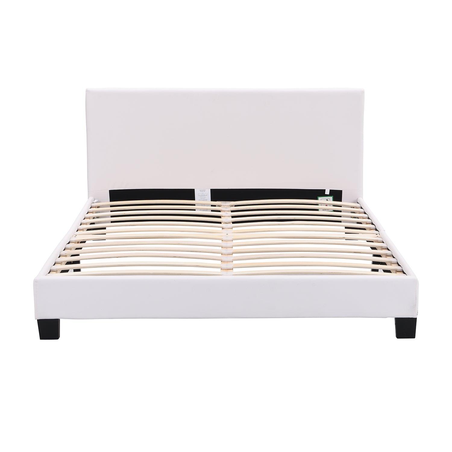 URSA White PU Leather Bed Frame with LED on Footend