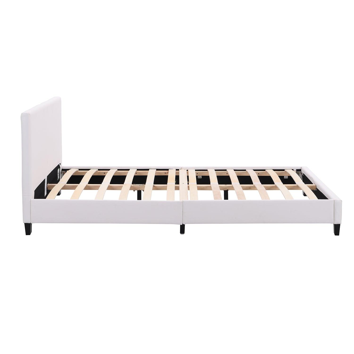 URSA White PU Leather Bed Frame with LED on Footend