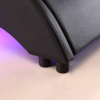 CORVUS Faux Leather Upholstered Bed Frame with Underbed LED Lights, Black