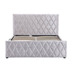 Hayden Crushed Velvet Side Lift Storage Ottoman Upholstered Bed Frame Silver