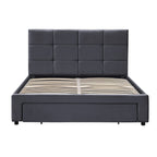 Julian King Bed Frame with Pull-out Storage Drawers Dark Grey Velvet
