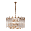 Adele Large Wide Drum Chandelier - Antique Brass with Clear Acrylic