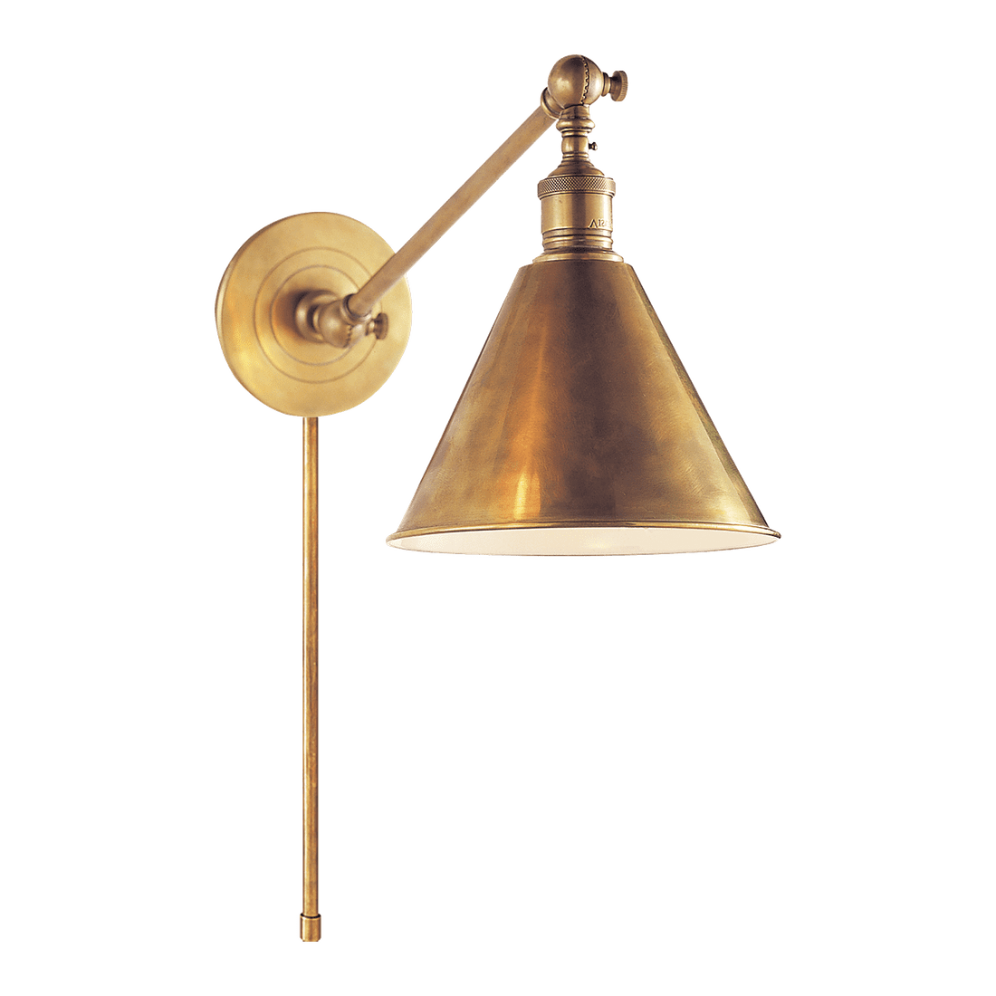 Boston Functional Single Arm Library Light - Antique Brass