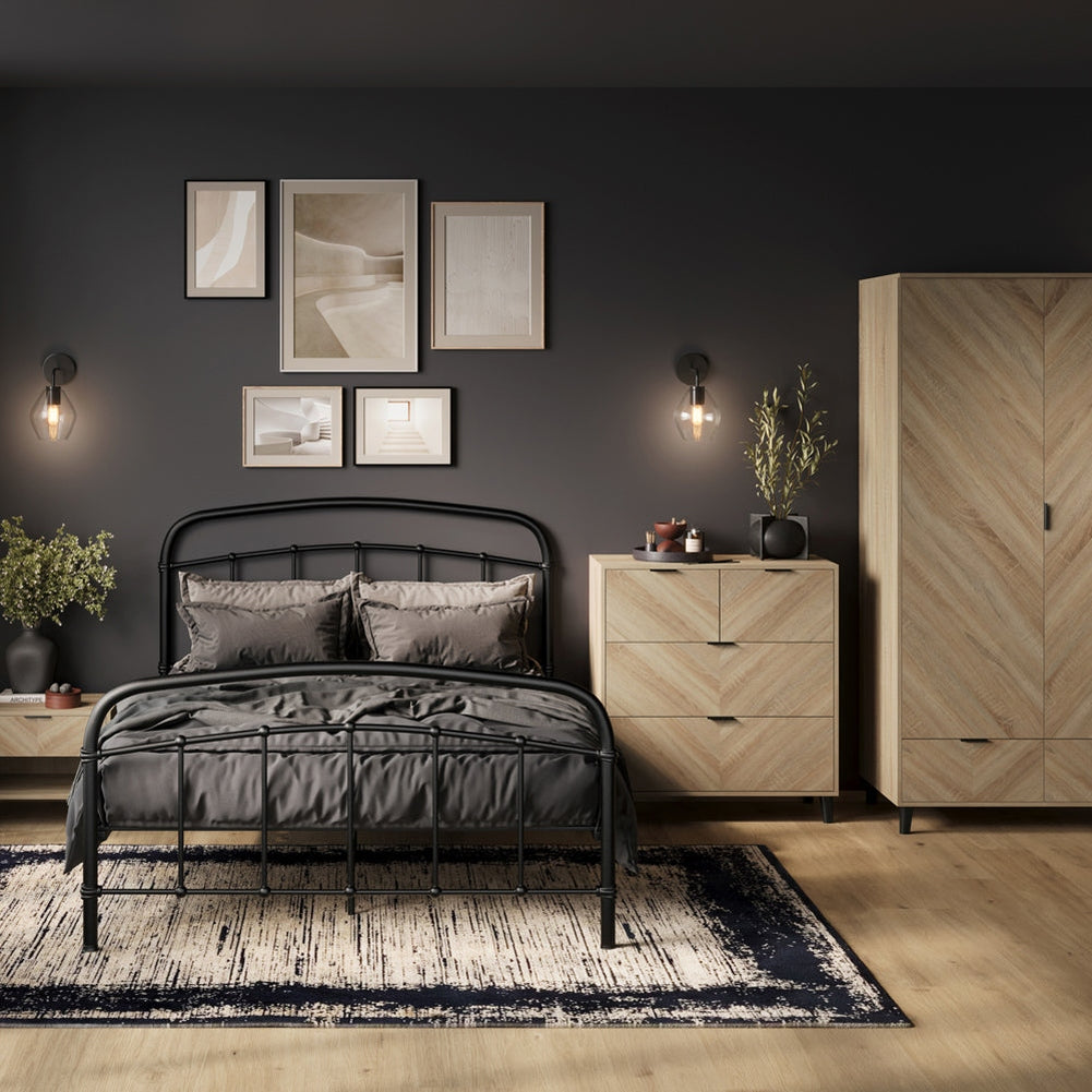 Visby 1 Drawer Bedside Cabinet - Chevron