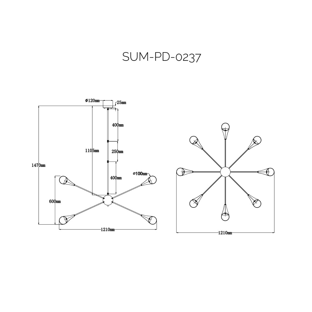 Gamma Pendant Lamp - Black Antique Brass