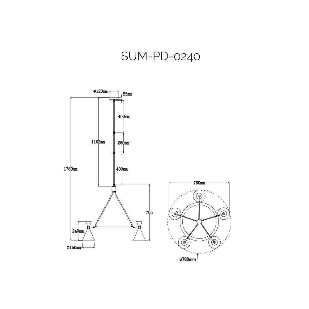 Kensington Pendant Lamp - Black Antique Blass