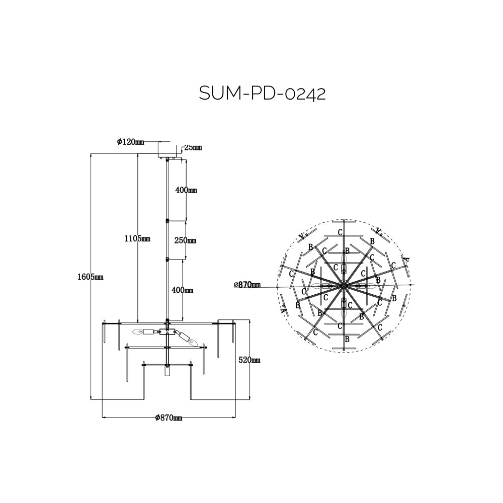 Adagio Pendant Lamp - White Antique Brass