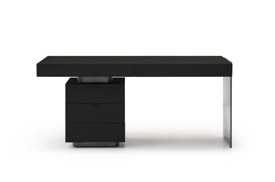 Oston Left Drawers Desk - Smoke Oak