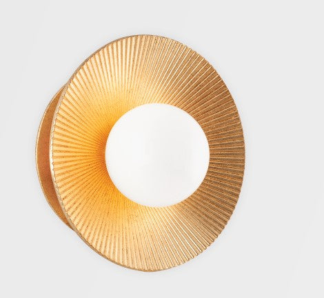 1 Light Round Wall Sconce - Vintage Gold Leaf