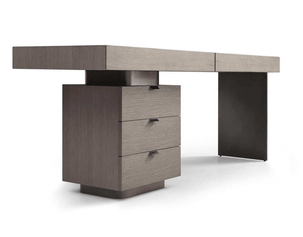 Oston Left Drawers Desk - Grey
