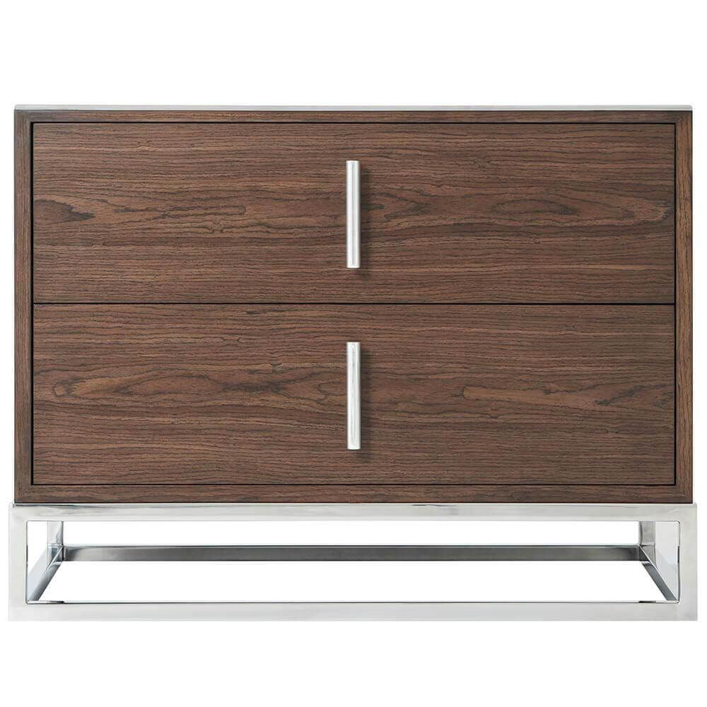 Blain Bedside Table - Macadamia & Nickel