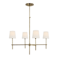 Bryant Large Chandelier - Antique Brass with Linen Shades