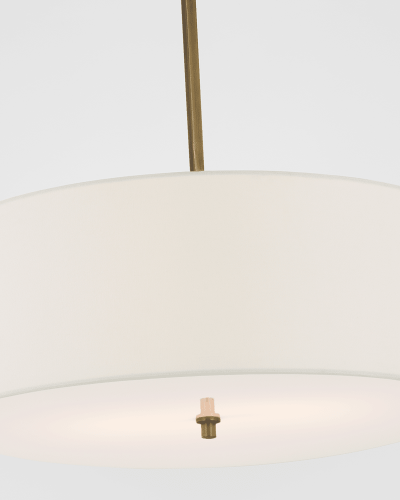 Reed Hanging Shade - Antique Brass with Linen Shade