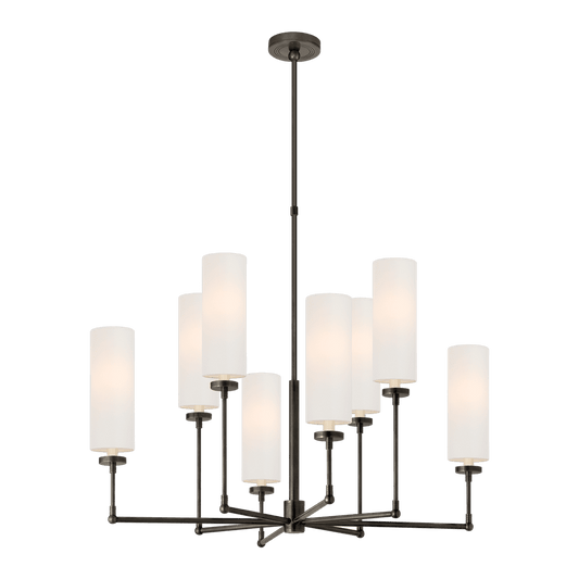 Ziyi Large Chandelier - Bronze with Linen Shades