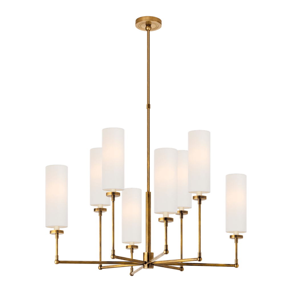 Ziyi Large Chandelier - Antique Brass with Linen Shades