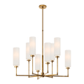 Ziyi Large Chandelier - Antique Brass with Linen Shades