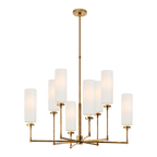 Ziyi Large Chandelier - Antique Brass with Linen Shades
