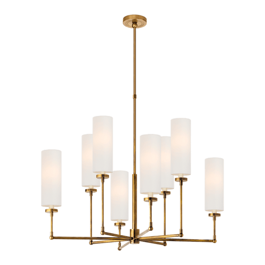 Ziyi Large Chandelier - Antique Brass with Linen Shades