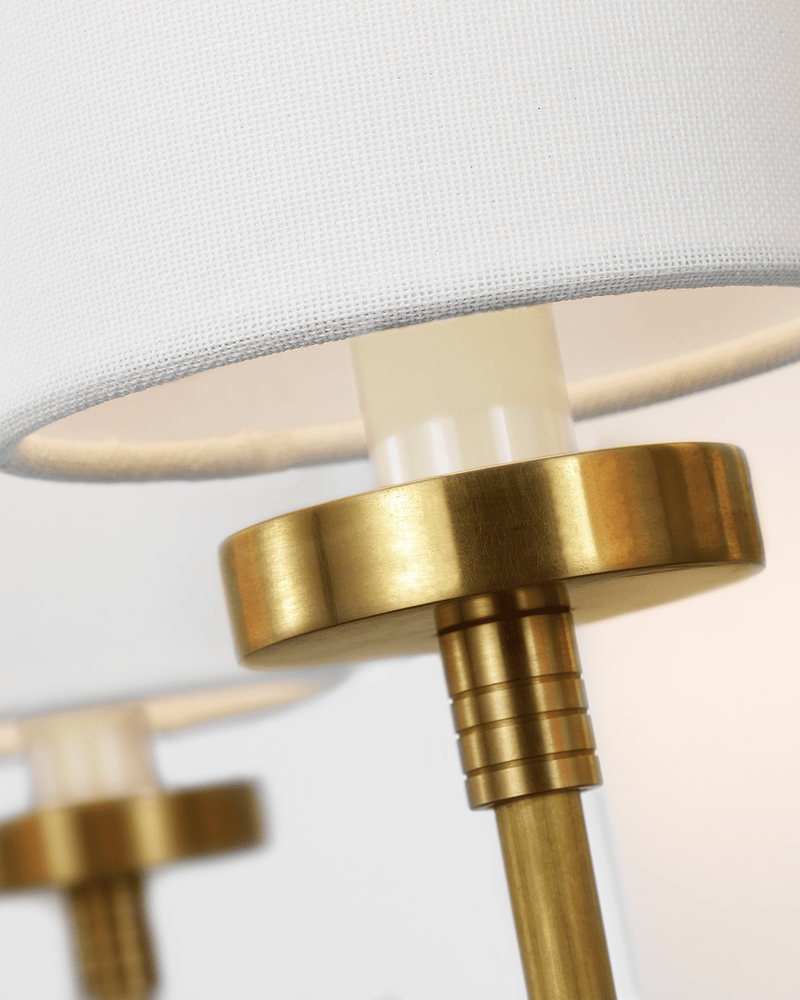 Ziyi Large Chandelier - Antique Brass with Linen Shades