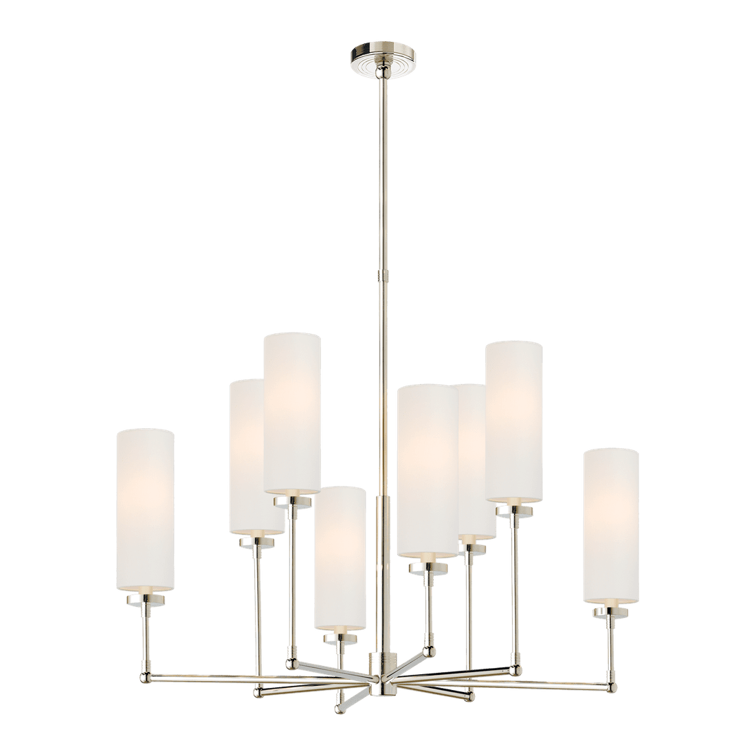 Ziyi Large Chandelier - Polished Nickel with Linen Shades