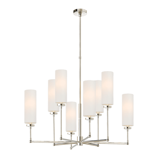 Ziyi Large Chandelier - Polished Nickel with Linen Shades