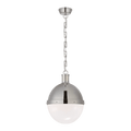 Hicks Large Pendant - Polished Nickel with White Glass