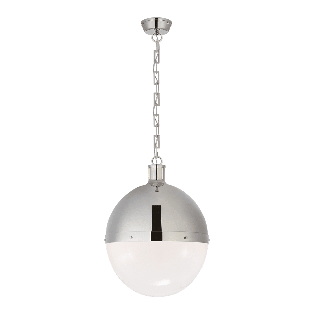 Hicks Extra Large Pendant - Polished Nickel with White Glass