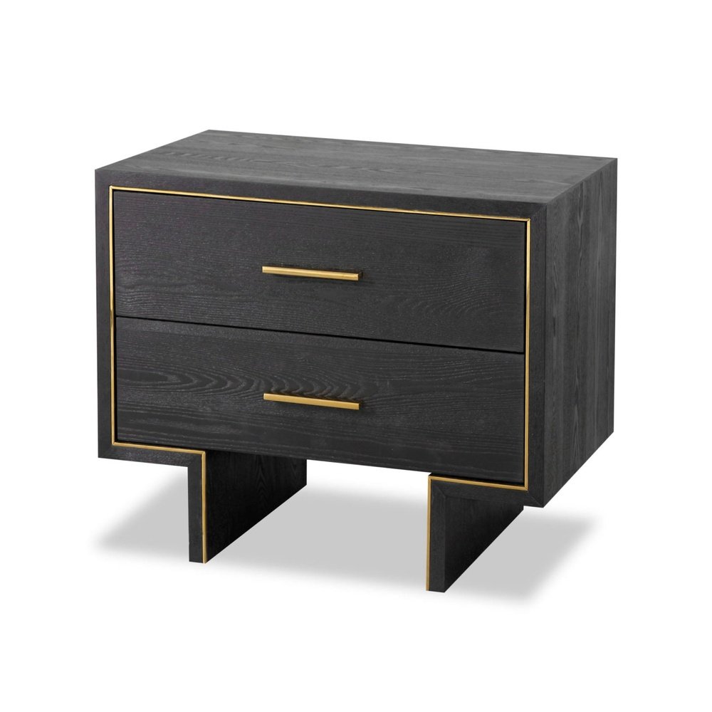 Tigur Bedside Table - Black Ash Veneer