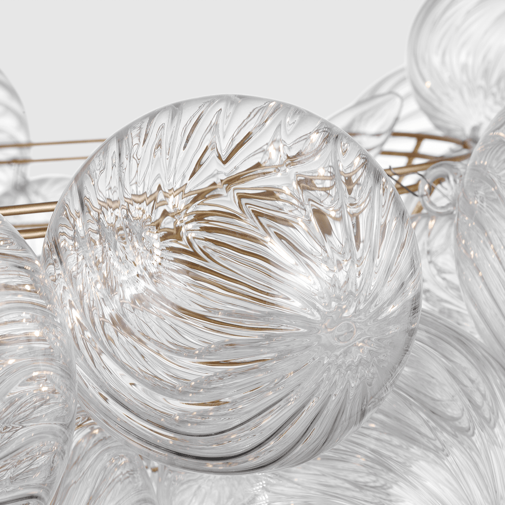 Talia 38" Flush Mount - Gild & Clear Swirled Glass