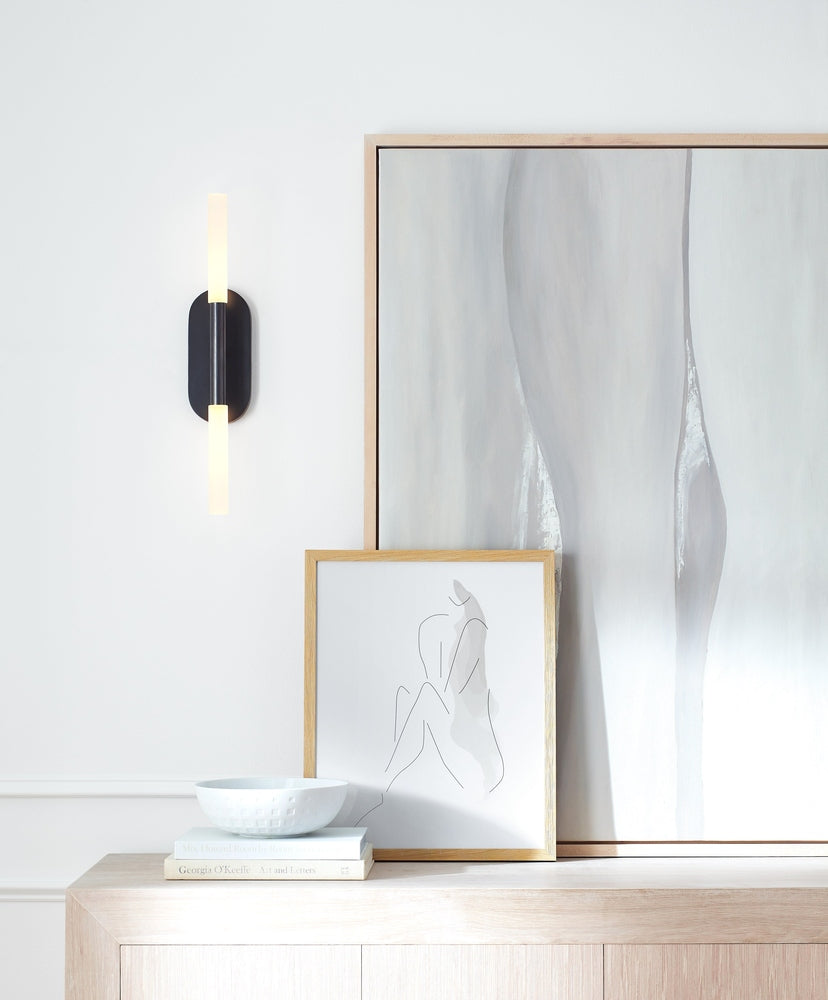 Rousseau Medium Vanity Sconce - Bronze with Etched Crystal