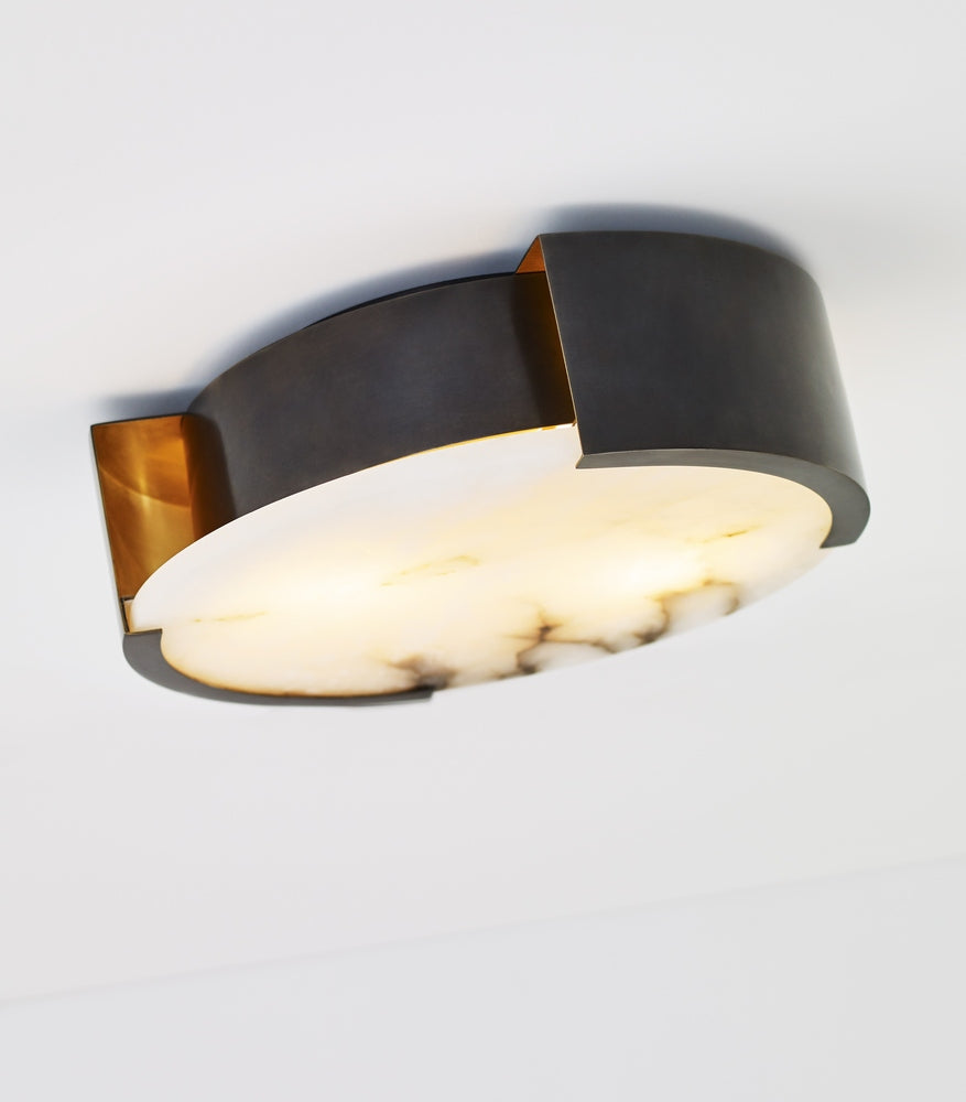 Melange Small Flush Mount - Bronze with Alabaster