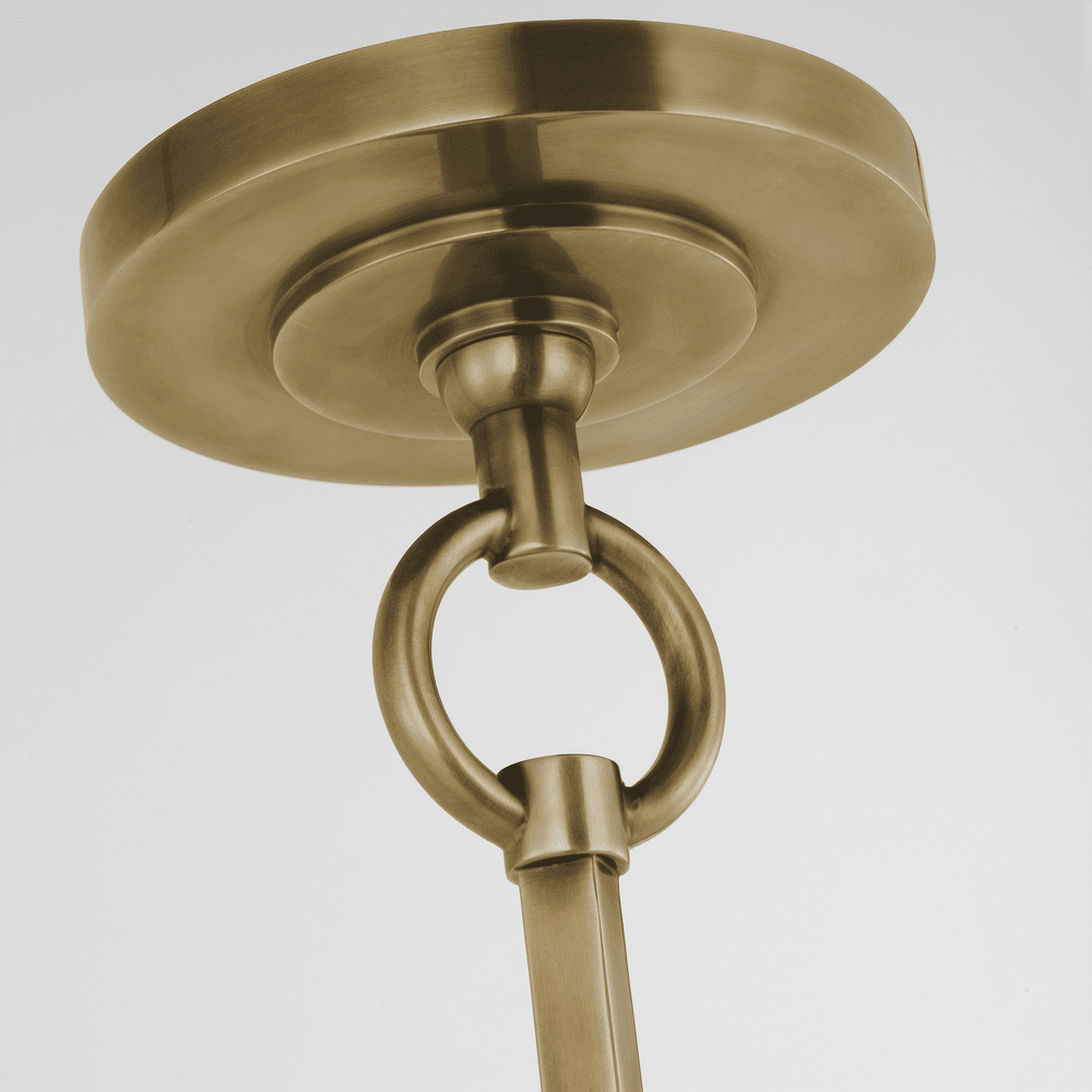 Reed Hanging Shade - Antique Brass with Linen Shade with Black Trim