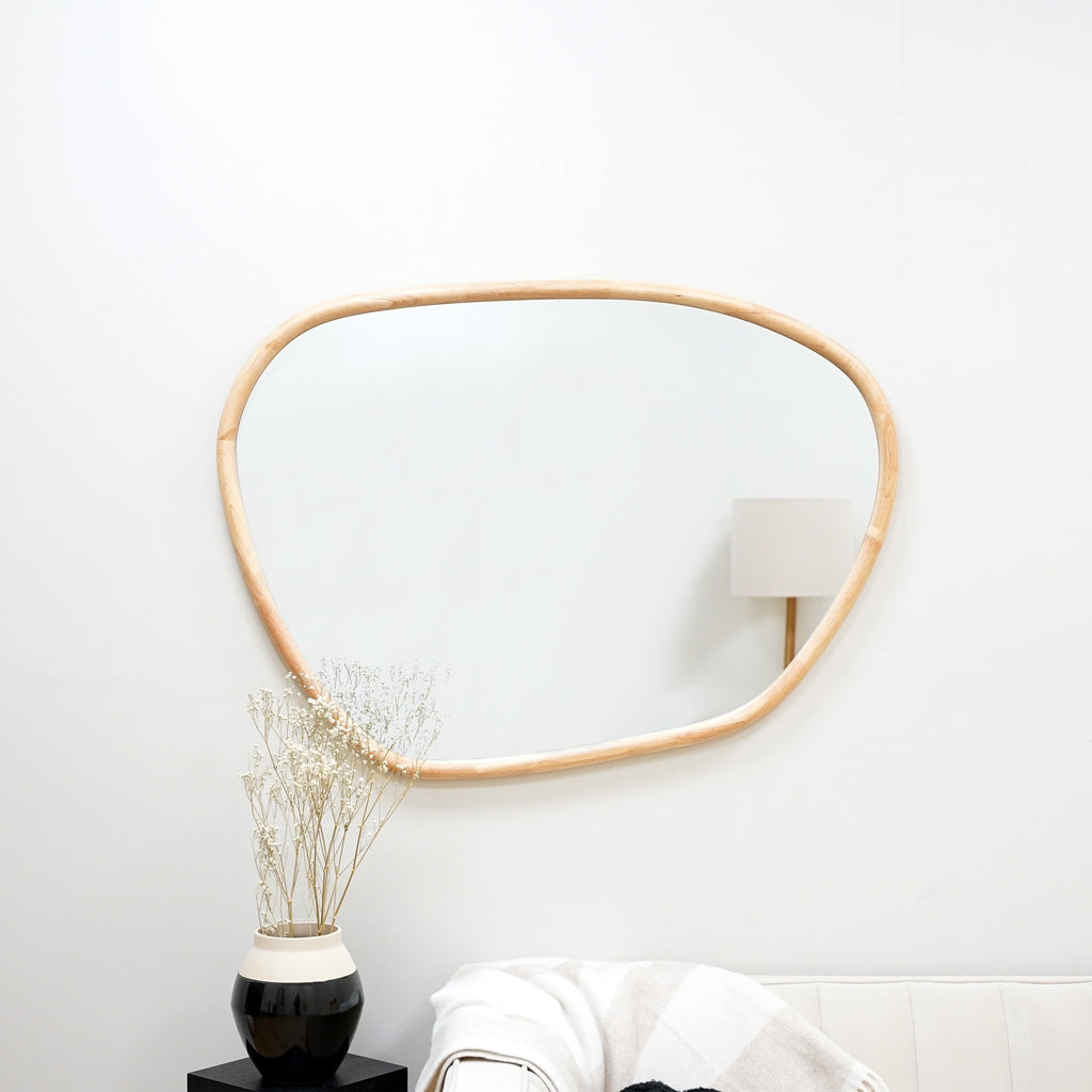Aaliyah - Light Wood Irregular Wall Mirror 110cm x 80cm