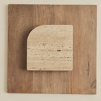 Sloane - Beige Travertine Round Warm Wood Premium Coffee Table