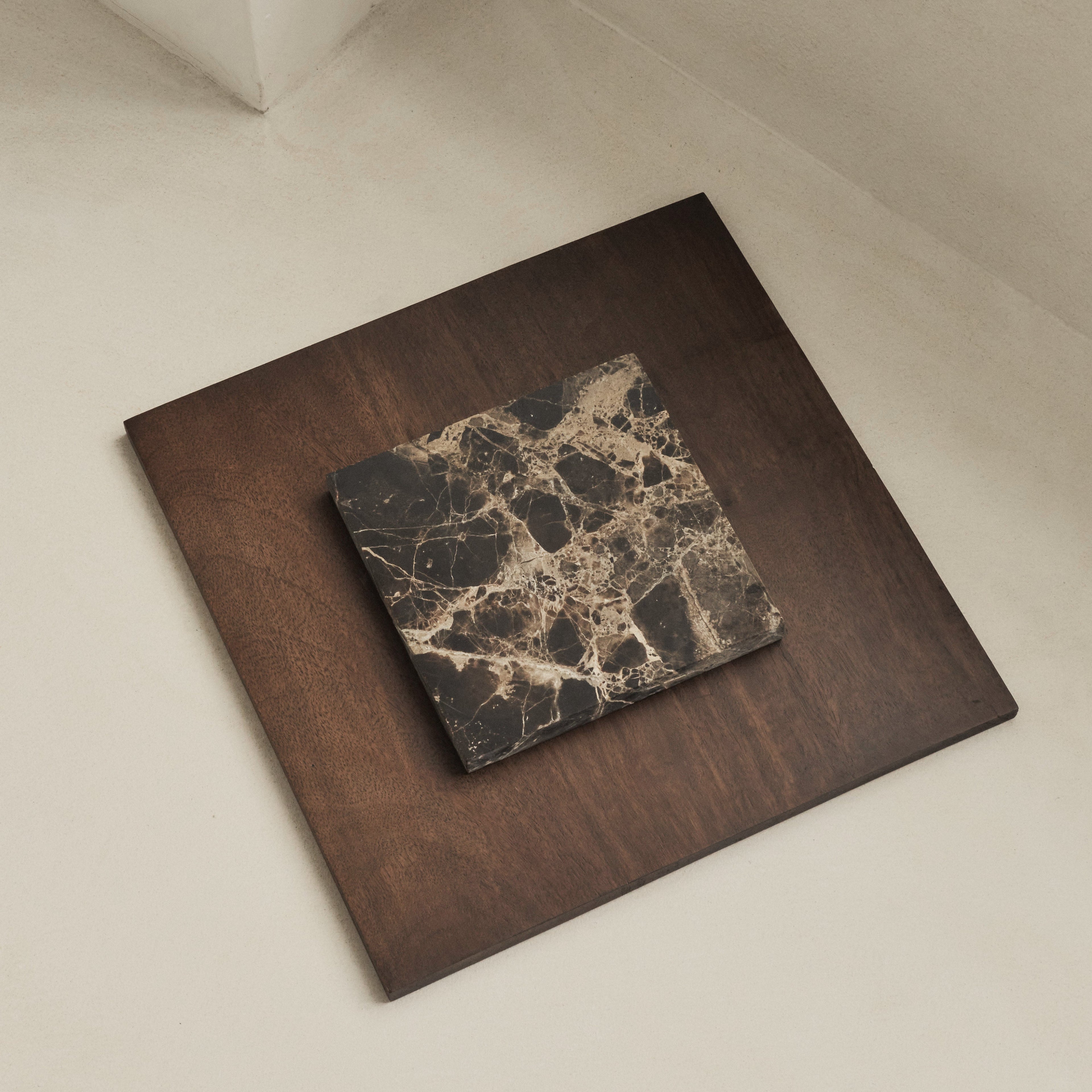 Valor - Dark Emperador Marble Round Dark Wood Premium Coffee Table