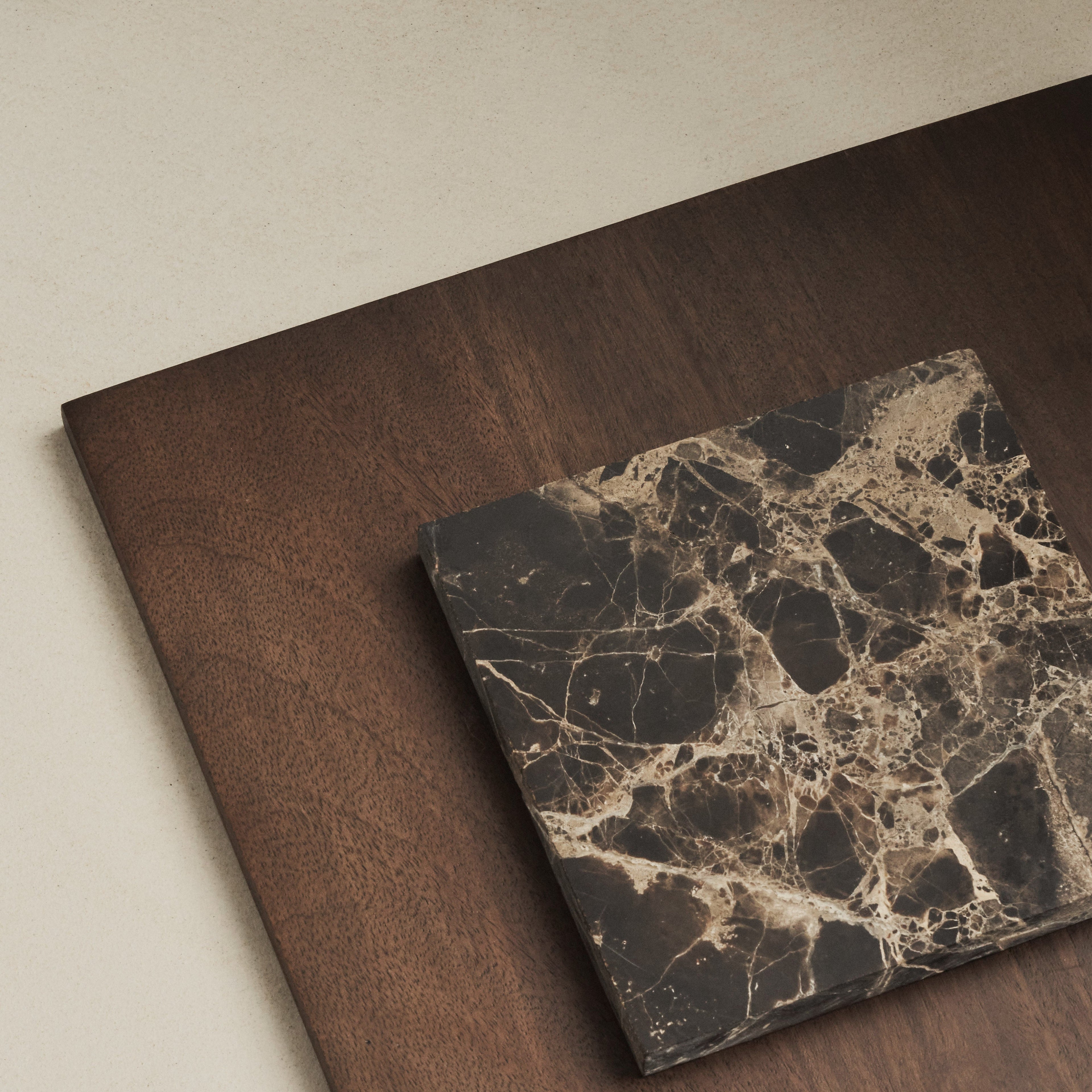 Valor - Dark Emperador Marble Round Dark Wood Premium Coffee Table