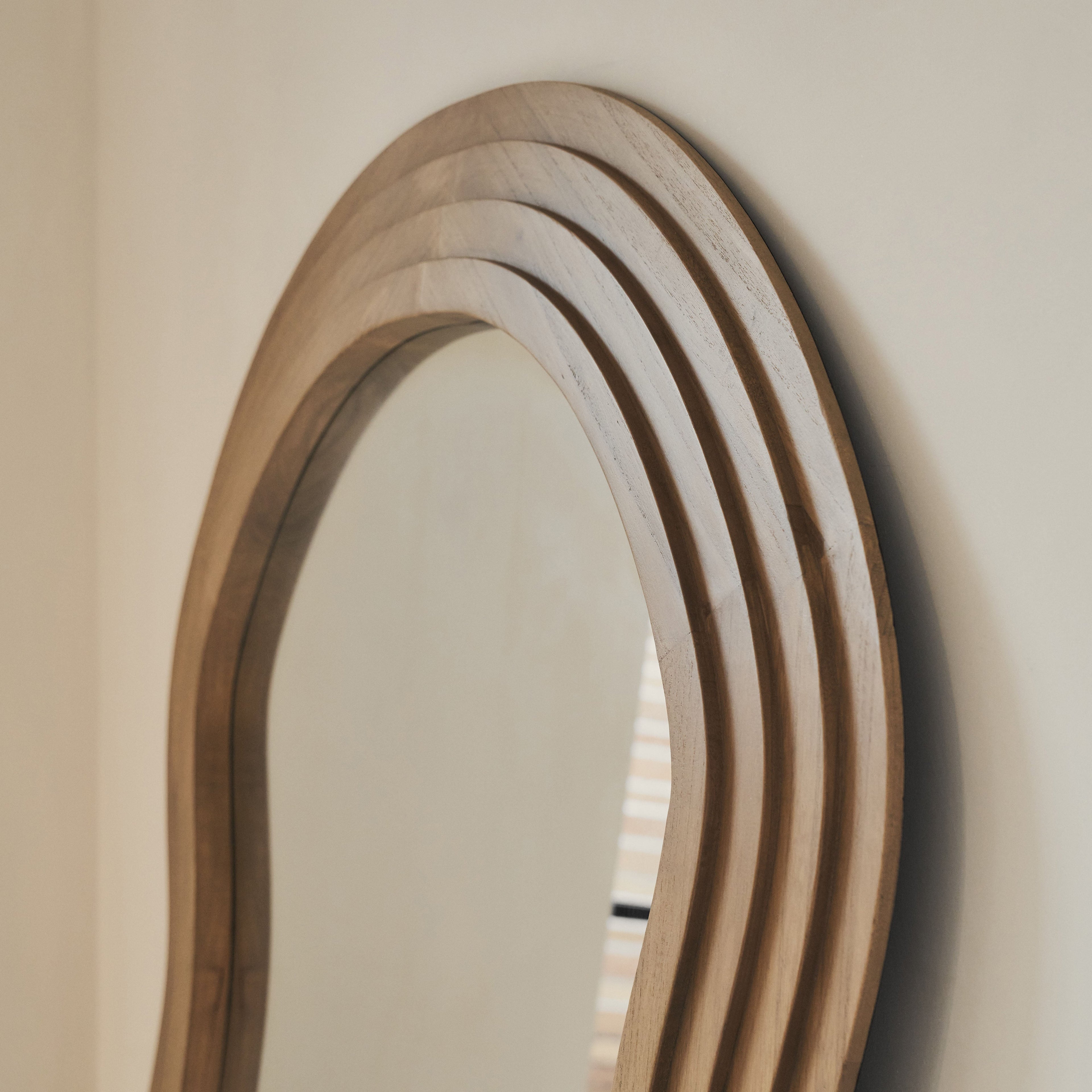 Luciana - Full Length Wave Warm Wood Extra Large Mirror 180cm x 105cm