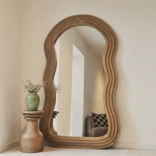 Luciana - Full Length Wave Warm Wood Extra Large Mirror 180cm x 105cm