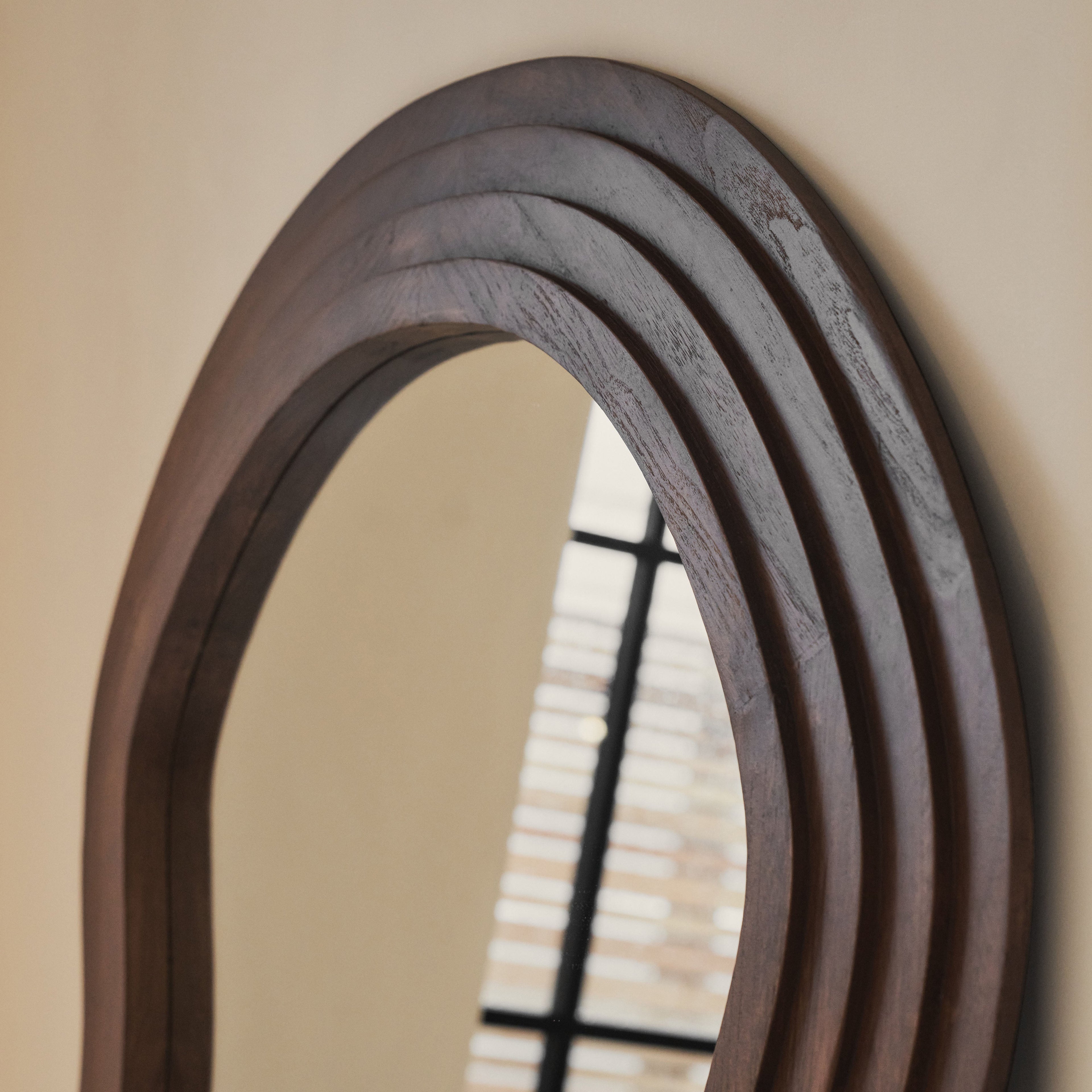 Luciana - Full Length Wave Dark Wood Extra Large Mirror 180cm x 105cm