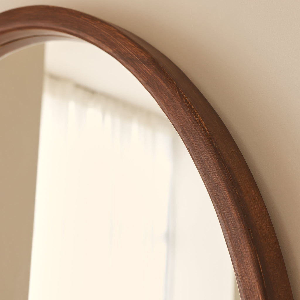 Arden - Dark Wood Full Length Arched Wooden Mirror 175cm x 95cm