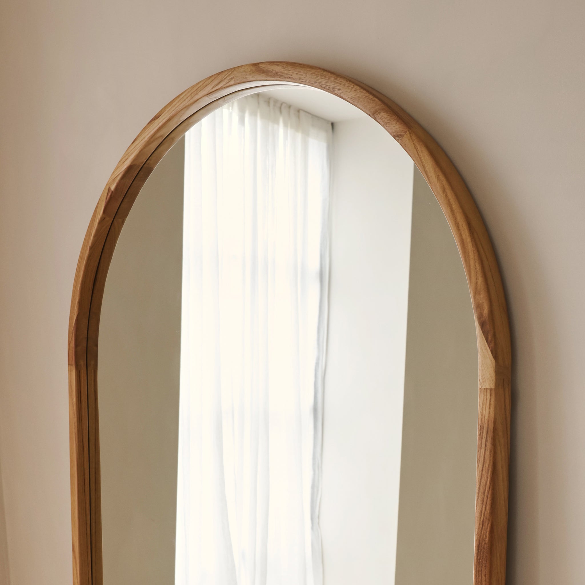 Arden - Light Wood Full Length Arched Wooden Mirror 175cm x 95cm